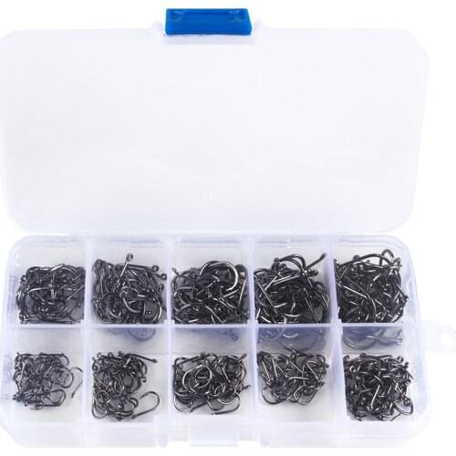 100/200/300/500Pcs/Box Fishing Hook High Carbon Steel Barbed 3#-12# Fly Fishing Bait Holder Jig Hole Carp Fishing Accessoires