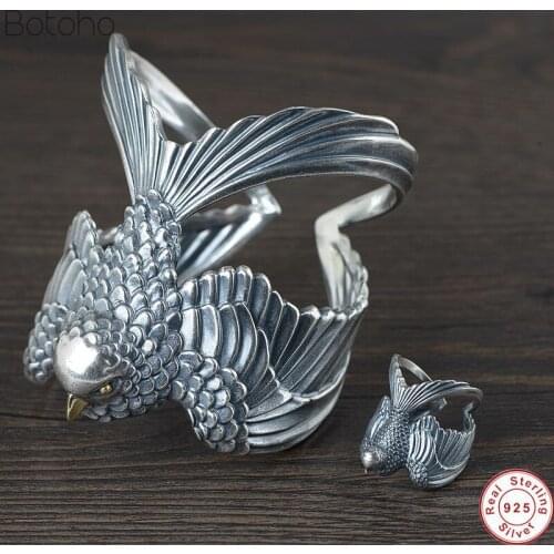 100% real S925 silver colour jewelry Thai silver colour fashion ethnic style swallow bracelet for Women ring womens bracelet