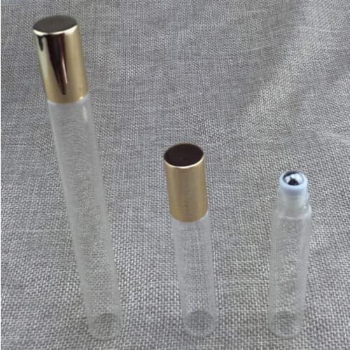 300pcs/lot 5ml 10ml Transparent Empty Glass Perfume Essential Oil Bottle Flower Roll On Roller Refillable Bottles
