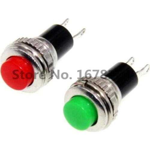 50pc Push Button Switch DS-314 Self reset 2PIN button switch 10MM NO Green /Red option 0.5A 125VAC