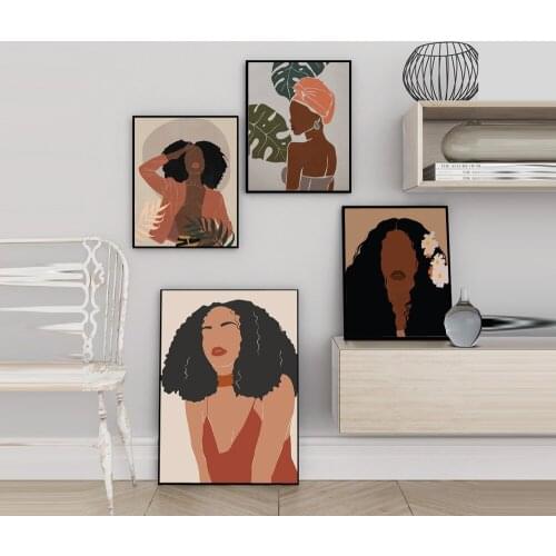 Abstract Women Poster Boho Minimalist Canvas Painting Fashion Art Print Decorative Wall Picture For Living Room Home Décor