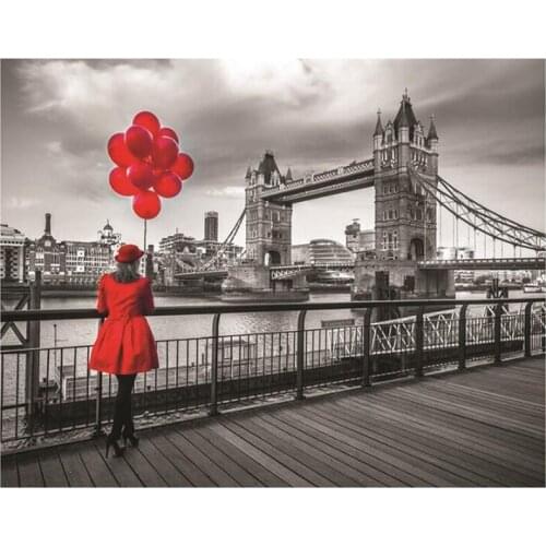 Diy Diamond Embroidery 5D Diamond Painting London Cross Stitch Mosaic Full Square Rhinestones city woman Natural sceneryZP-2162