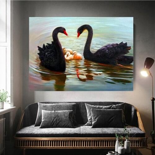 Hot selling 5D DIY diamond embroidery animal lovers black swan diamond painting square diamond cross stitch home decoration gift