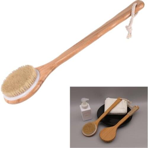 Bamboo Wood Body Massage Shower Brush Back Scrubber Long Handle Natural Bristle Bath Brush SPA Women/Men Skin Care Bath Tools