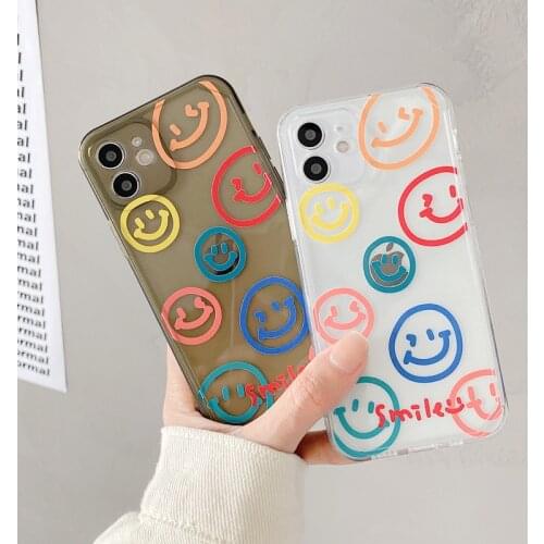 Photo Frame Phone Case For iPhone 12 11 Pro X XR XS Max 7 8 Plus SE 2 12 Mini Fashion Colorful Smiley Face Clear Soft TPU Case