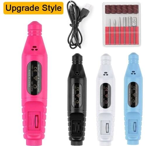 1 Set Electric Nail Drill Manicure Pen USB Charging Electric Nail Drill Machine Portable Nail Polishing Nail Art Manicure Tools