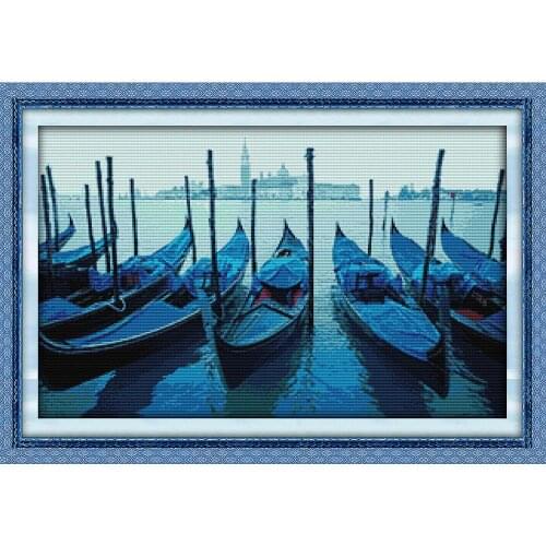 Everlasting Love Venice Boats Chinese Cross Stitch Kits Ecological Cotton Stamped Printed 11CT DIY New Year Decorations For Home