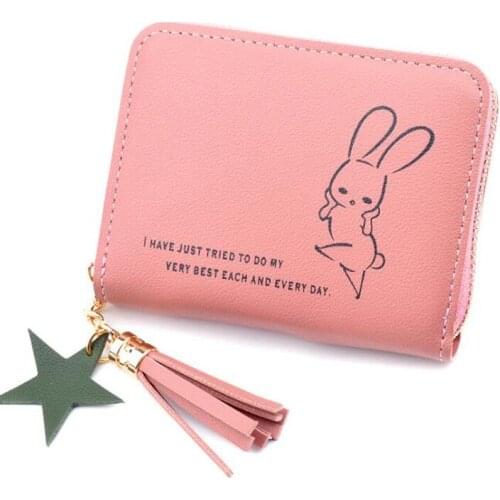 Hot Tassel Women Wallet Cute Rabbit Pattern Coin Purse Short Style Zipper Card Holder Money Bags Handbag New&High Quality
