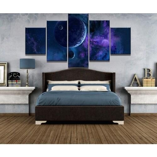 5 Piece HD Print Large Outer Space Planet Picture Painting Canvas Wall Art Picture Home Decoration Living Room Canvas Painting