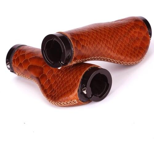 Road Bike Leather Grip Ergonomic Design High Quality Leather Grip Bicycle Handlebar Grips Mountain Bike Grip
