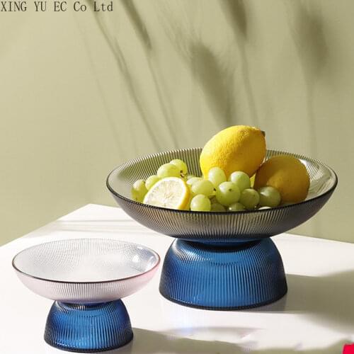 Chinese Glass Fruit Plate Living Room Dining Table Dried Fruit Fruit Plate Coffee Table Decoration Creative Home Snack Plate