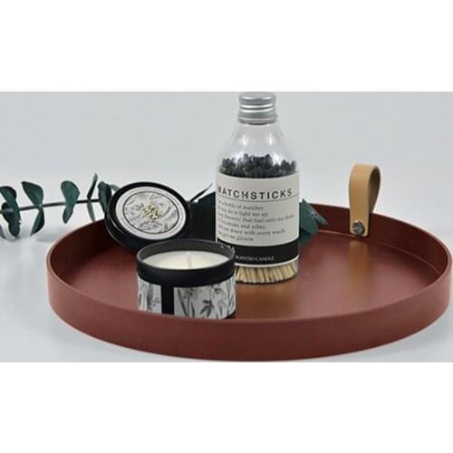 Nordic Storage Tray Round Plastic Tray Desktop Sundries Trays with Handle Makeup Organizer Jewelry Display Plate Storage Pallet