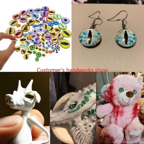 90pcs 6/8/10/12/15/18/20/25/30MM Round Glass Cabochon Dragon Cat Eyes Flatback Cameo Mix Crafts Toy DIY Accessory In Pairs