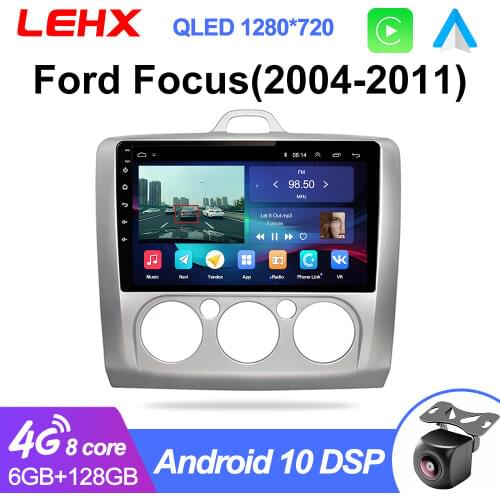 LEHX 2 DIN 9 Inch Android 9.0 GPS Navigation Touchscreen Quad-core Car Radio For Ford Focus Exi AT2004 2005 2006 2007 2008-2011