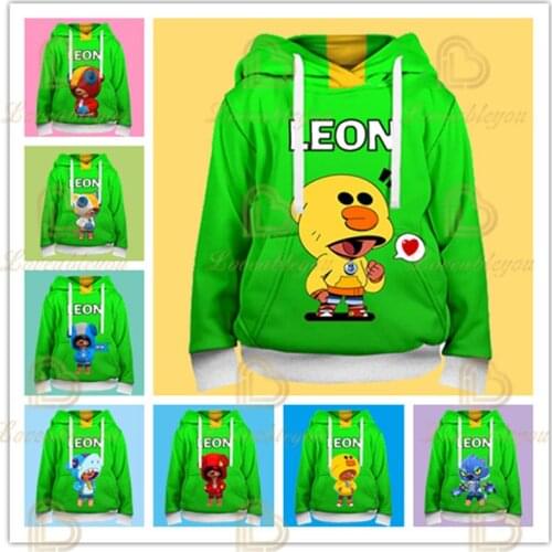 Leon Kids Hoodie Winter Clothes Stars Pullover Hooded Sweatshirt Boys Hot Game Star Leon Cosplay Coat Clothes Fleece Tops