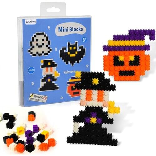 JINLETONG DIY Mini Blocks Big Models Halloween Design Blocks DIY Micro Building Block Toys Auction Model Toy Kids Gifts