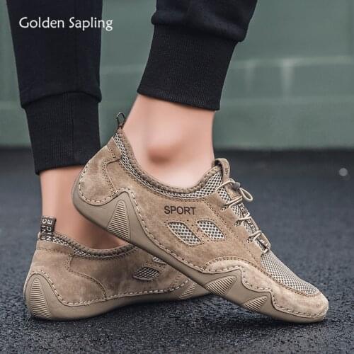 Golden Sapling Vintage Loafers Fashion Mens Casual Shoes Breathable Air Mesh Summer Walking Loafers Men Leisure Driving Flats