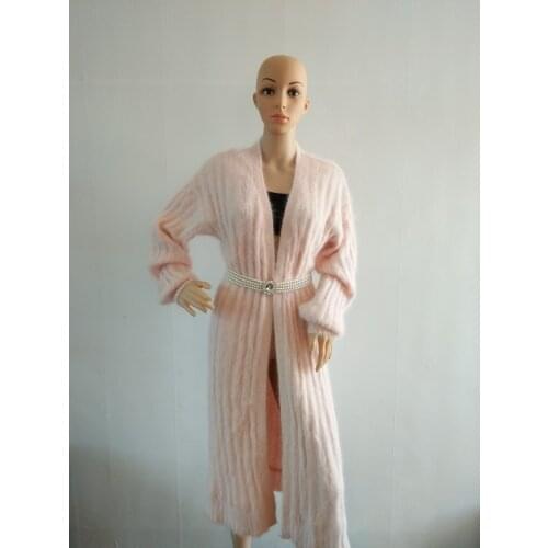 Custom) new natural Plush mink cashmere sweater lady long coat cardigan sweater free shipping