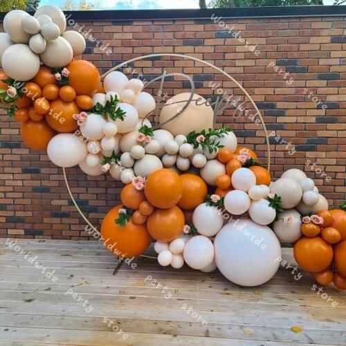 New Year Balloon DIY Balloon Garland Arch Kit Global Retro Autumn Color Theme Wedding Layout Orange Background Wall Decoration