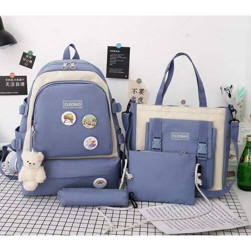4 Sets Of Backpacks For Girls Design 2021 Trend Preppy Style Canvas School Bag Teenager Laptop Mochila Feminina Sac A Dos Women