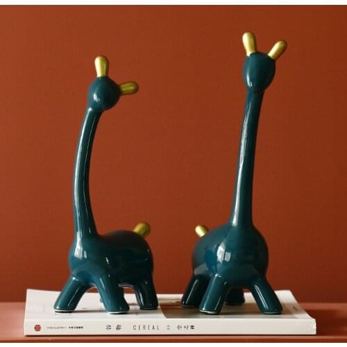 New Year Decoration Home Craft Giraffe Ceramic Emerald-Beryl Holiday Party Living Room Bookshelf Decorative