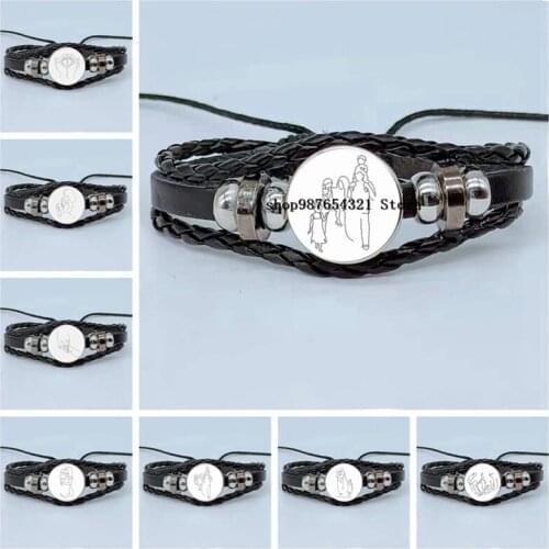 New family portrait mother father baby art hand line bracelet parent-child love newborn mother hand line bracelet jewelry gift