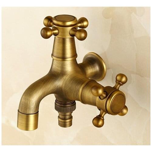 New Style Anti-bronze Bibcocks Faucet Brass Wall mounted double using Bathroom Washing Machine faucet Outdoor garden mixer