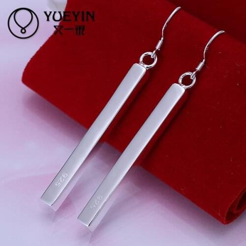Wholesale silver plated Dangle earrings for women wedding jewelry Long Earrings minimalistic cluaise big stone