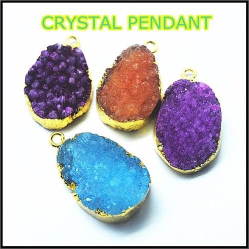 3 pieces nature crystal pendant necklace pendant size 20-30mm mix colors jewelry findings rough crystal pendant