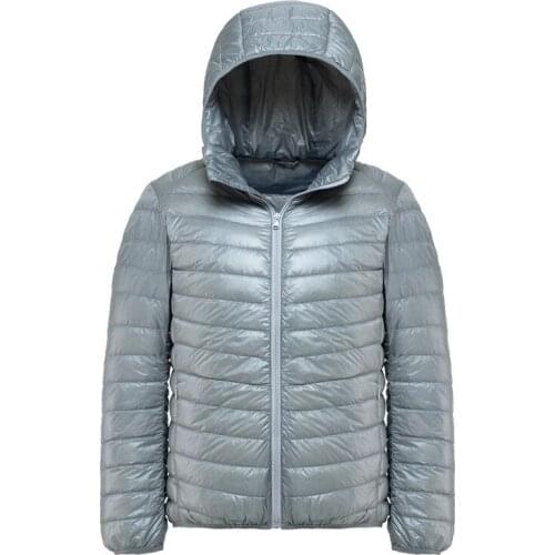 Down Jacket Mens Hooded Short Korean-style Casual Middle-aged Thin White Duck down Plus-sized Solid Color Autumn And Winter New