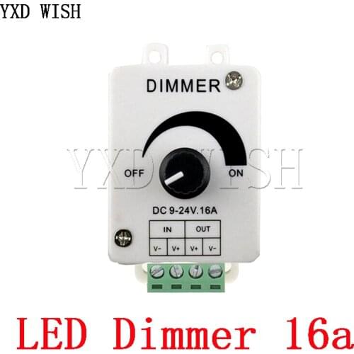 LED Dimmer Switch DC 12V 16A Adjustable Brightness Lamp Bulb Strip Driver Single Color Light Power Supply Controller Dimmers