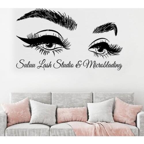 Eyelashes wall sticker Beautiful Girl Lashes eyelash Decal women Beauty Salon decoracion Decal Vinyl Customized Decals HY35