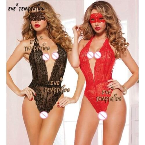 Sexy lace Lingerie Babydoll Underwear Translucent Bodysuits baby doll dress transparente Nightshirts Outfits+Blindfold W094