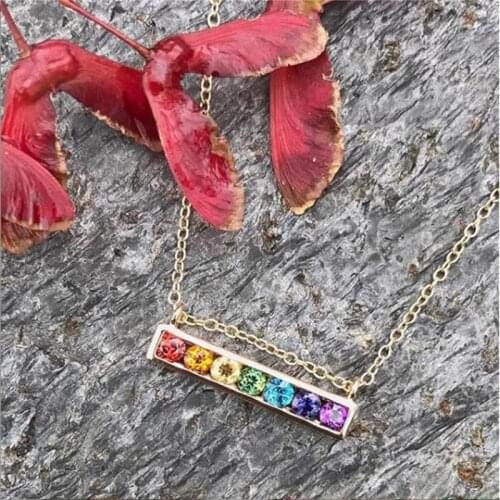2020 Chic Dazzling Daninty Bar Rainbow Necklace Pendent Gold Color Chain Shiny Simple Women Colorful Cz Fashion Female Gifts