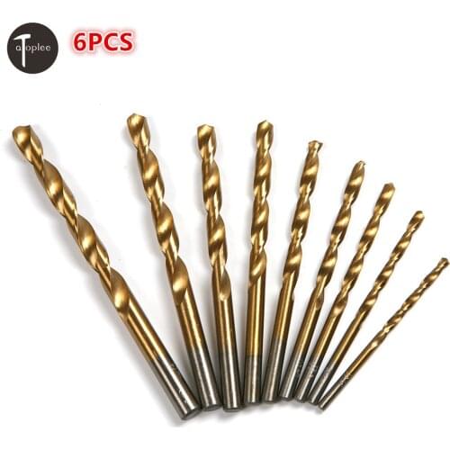 6PCS Titanium Coated HSS Twist Drill Bit Straight Shank Extension Woodworking Metal Hole Cutter Core Drilling Tools 3.5mm