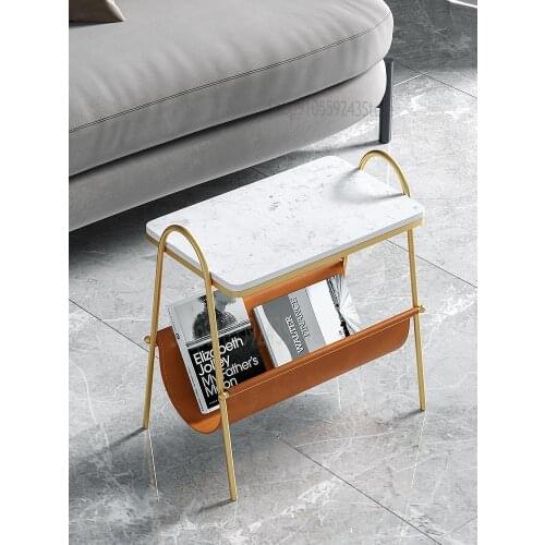 Light Luxury Marble Side Table Sofa Side Cabinet Nordic Modern Minimalist Living Room Rectangular Corner Table Side Table Small