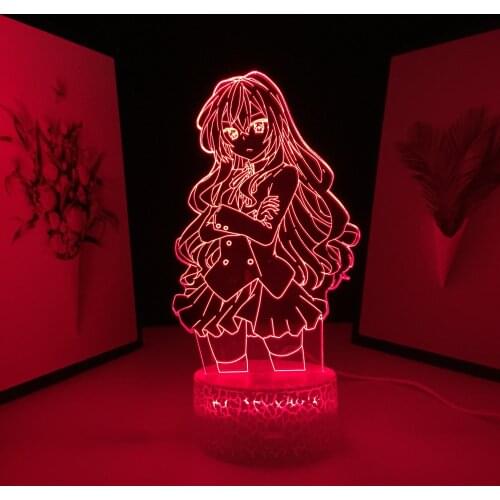 Toradora Taiga Aisaka LED Light for Kids Brithday Gift Bedroom Decor Night Light Manga TIGER X DRAGON Room Desk Anime 3D Lamp