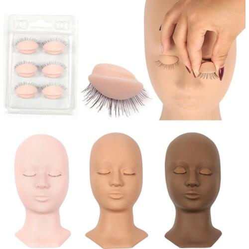 Lashes Training Mannequin Head For Eyelashes Extension Kit Silicone Practice Head With Removable Eyelids Eyebrow Makeup Tools