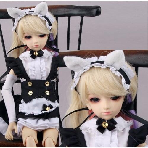 [wamami] 789# Black Cat Ear Maid Uniform Dress Outfit For 1/4 MSD AOD BJD Dollfie