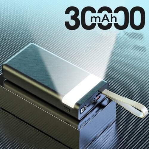 30000mAh Power Bank USB Type C Powerbank For Xiaomi mi iPhone 12 11 Samsung S20 Portable Charger External Battery Pack Poverbank