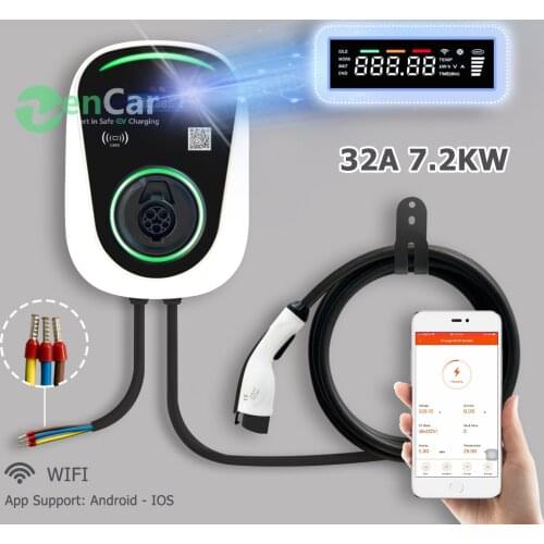 32A 1 Phase App Version Wall Mount Electric Vehicle SAE J1772 Charger EV Charging Station Type 1 5m Cable with Wifi