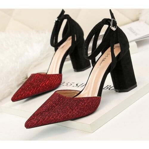 2021 Hot Sexy High Heels New Women Pumps New Women Shoes Block Heels Ladies Shoes Women Sandals Buckle Women Heels Female Heels