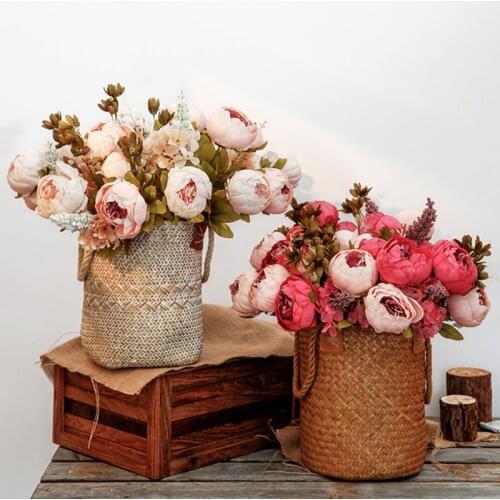 1Bunch European Artificial Peony Decorative Party Silk fake Flowers Peonies For Home Hotel decor DIY Wedding Decoration wreath