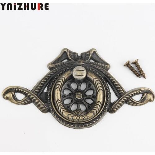 1PC 100*54mm Antique Ring Handle Traditional Retro Furniture Drawer Cupboard Handle Knob Bronze Pull Furniture Decoration