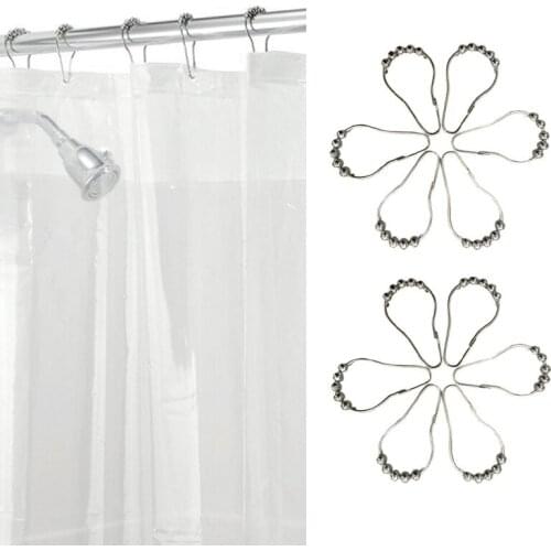 10PCS/5PCS Shower Curtain Hooks Metal Five Beads Gourd Buckle Shaped Anti Rust Hook Bathroom Rings Hooks