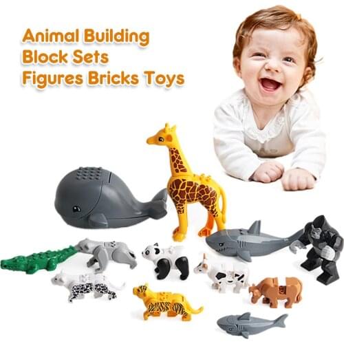 12PCS Large Animal Blocks Childrens Assembled Building Blocks Cute Forest Animal Head Movable Childrens Holiday Gift