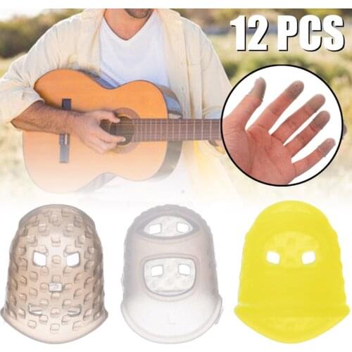 12Pcs Silicone Finger Guards Protectors Fingertip Guitar String Finger Guard Against the Press Finger Ballad Guitar Accessories