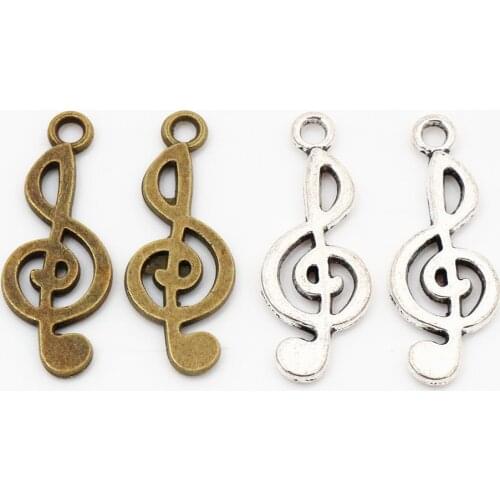 26x10mm 20pcs Antique Silver Plated Bronze Plated Music Handmade Charms Pendant:DIY for bracelet necklace