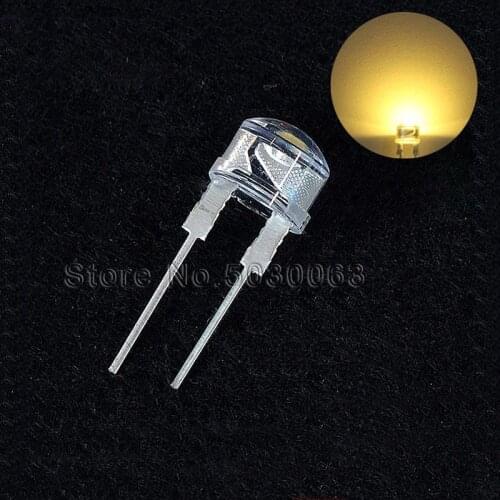50pcs/lot 8MM 0.5W straw hat warm white LED light emitting diode bright F8 DIP Lamp beads astigmatism Water clear