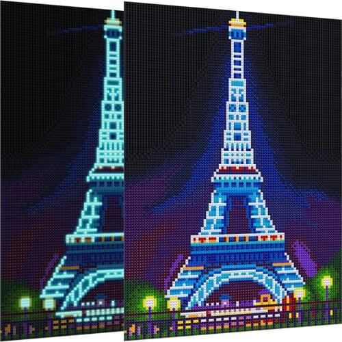 5D DIY Luminous Diamond Painting Landscape Full Round Drill Diamond Embroidery Iron tower Cross Stitch Scenery Home Decoration